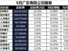 广东省2018年前5月寿险公司总保费排行榜.xls