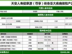 天安人寿健康源尊享终身重大疾病保险建议书利益演示4页.xls