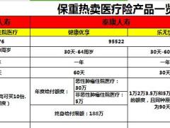 长城泰康中英恒大光大永明热卖医疗险产品一览表3页.xls