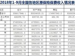 2018年前9月各省市原保险保费收入排名表.xls