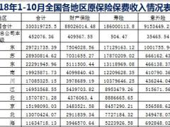 2018年前10月各省市原保险保费收入排名表.xls