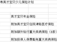 中英人寿附加英才宝贝住院津贴医疗保险自动计划书2页.xls