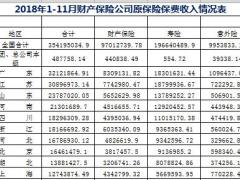 2018年前11月全国各省市地区原保险保费收入排名榜.xls