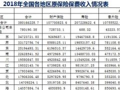 2018年全国各地区原保险保费收入排名表.xls