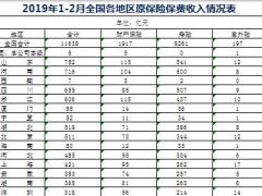 2019年前2月各省市原保险保费收入排名表.xls