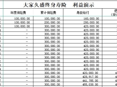 大家久盛终身寿险利益演示自动计划书.xlsx 