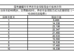 国寿鑫耀年年养老年金保险条款费率现金价值产品说明.zip